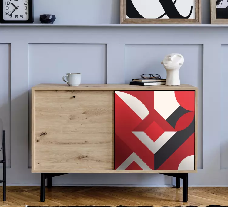 Red geometric art furniture decal - TenStickers