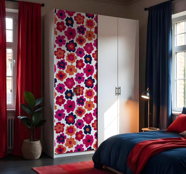 Red poppy flower wall sticker - TenStickers