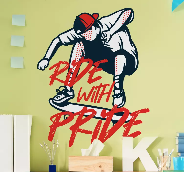 Red Skater wall  vinyl sticker - TenStickers