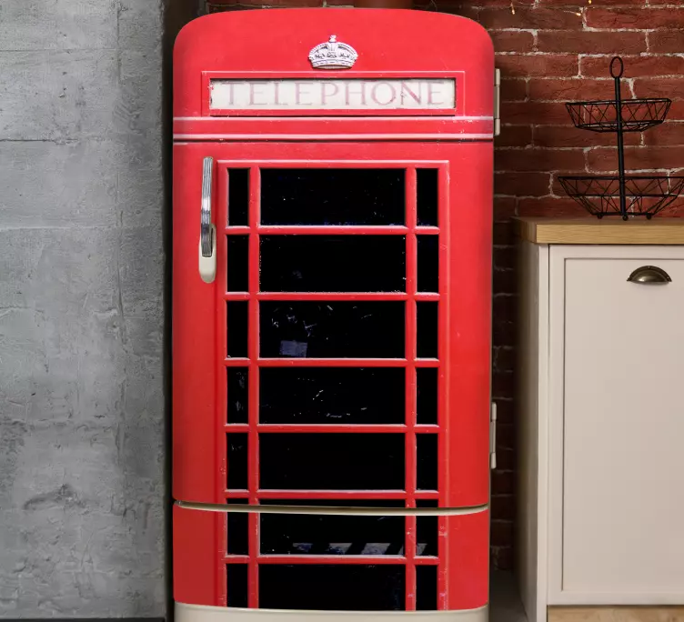 Red telephone booth   fridge decal - TenStickers