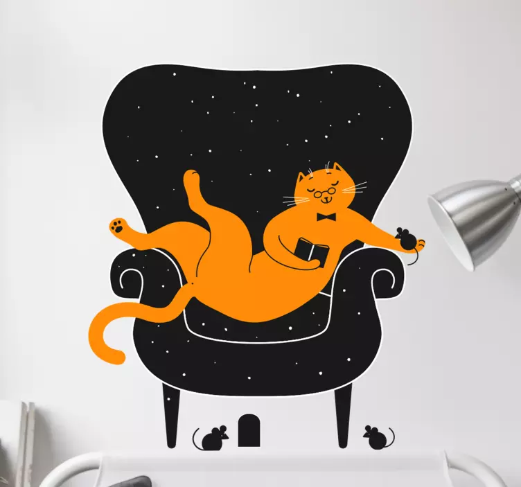 Relaxed Orange Cat wall sticker - TenStickers