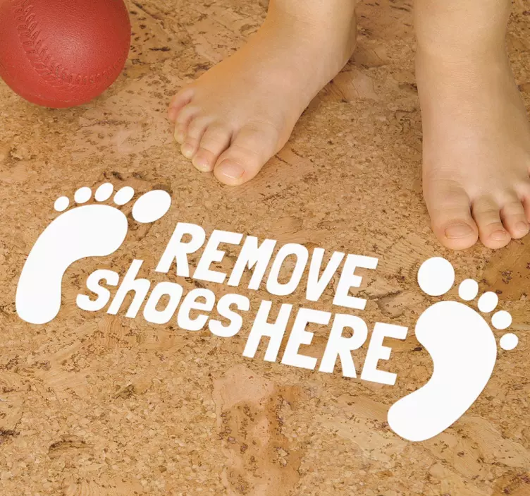 Remove shoes here floor text sticker - TenStickers
