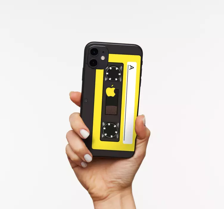Retro cassette tape effect iPhone sticker - TenStickers