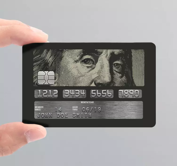 Revealing dollar bill debit card sticker - TenStickers