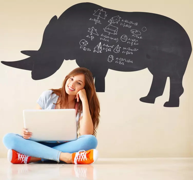 Rhino Silhouette Blackboard Sticker - TenStickers