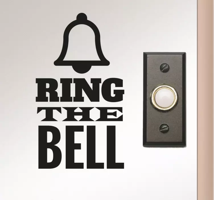 Ring the bell text and icon door sticker - TenStickers