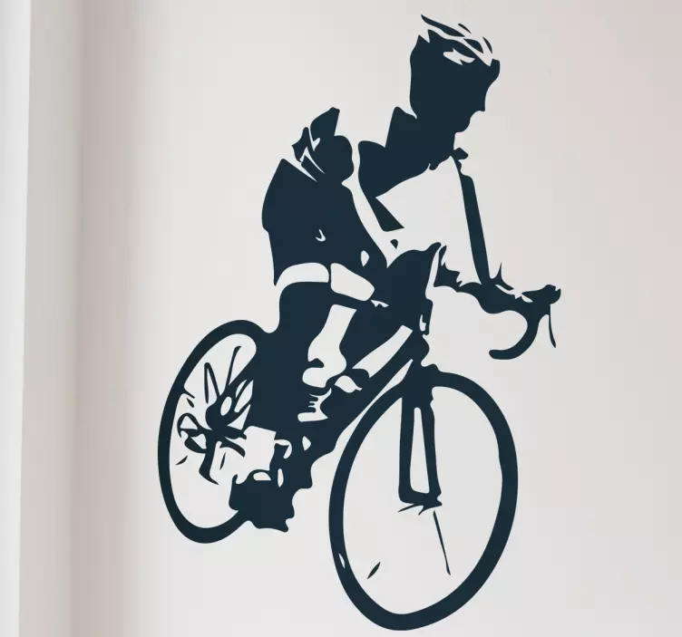Road cyclist silhouette wall sticker for bedroom - TenStickers