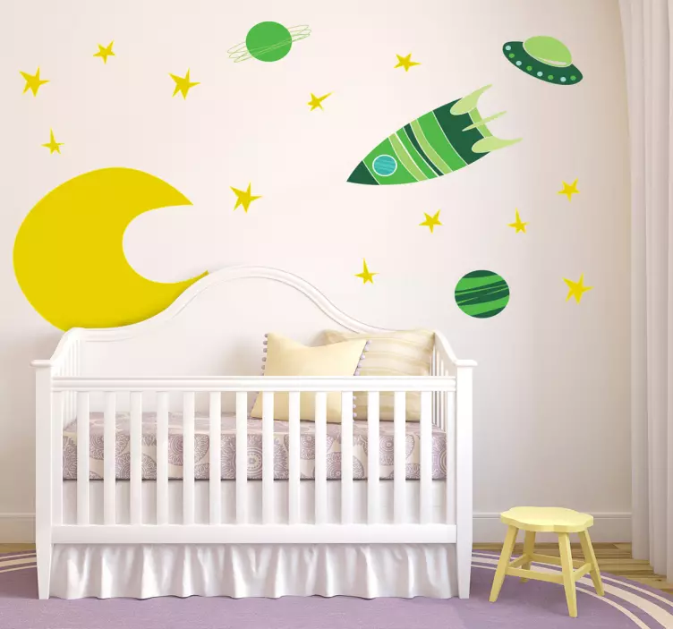 Rocket and Stars wall stickers for kids - TenStickers