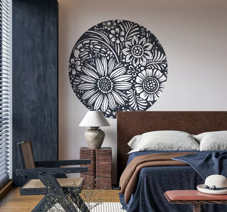 Round flower design door decal - TenStickers