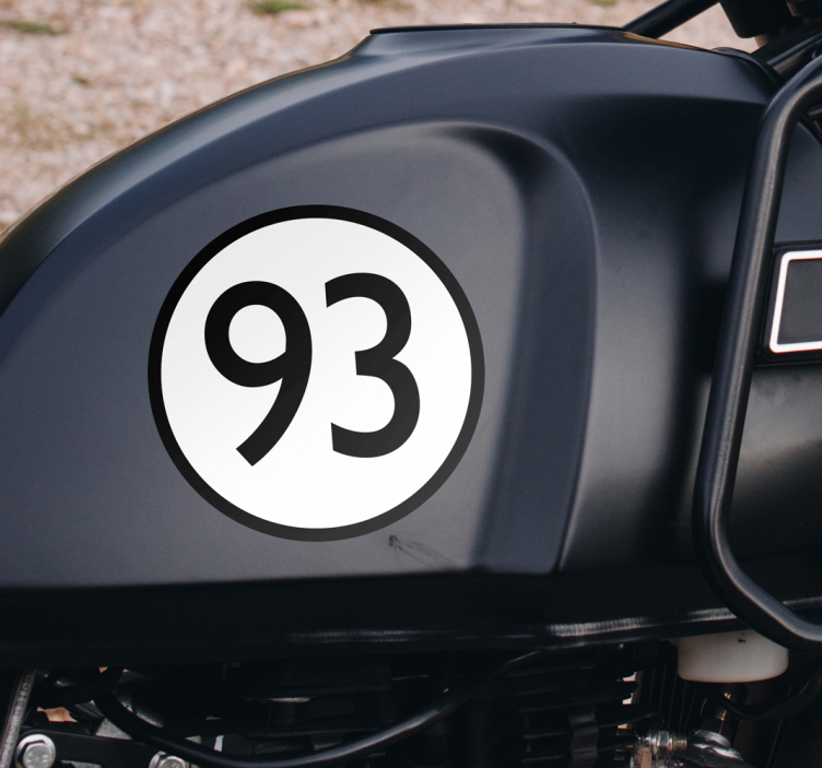 Rounded classic number motorcycle decal - TenStickers