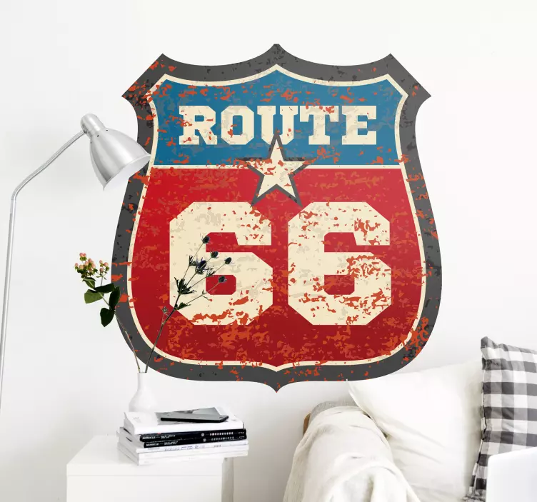 Route 66 location sticker - TenStickers