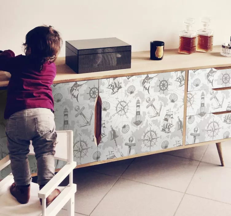 Sailor lighthouse with compass furniture decal - TenStickers