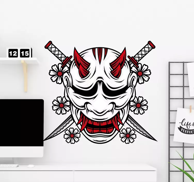 Wall sticker samurai mask design - TenStickers
