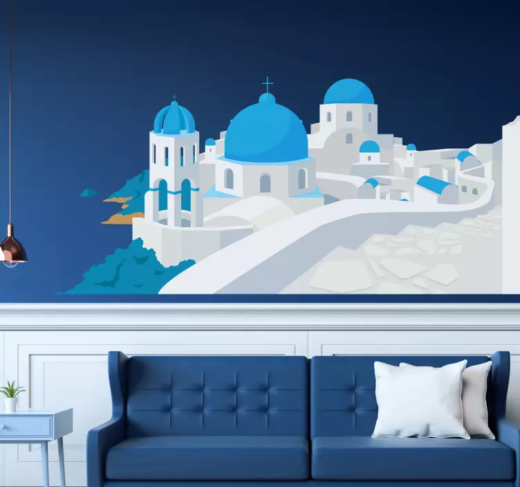 Santorini Blue Domes wall sticker - TenStickers