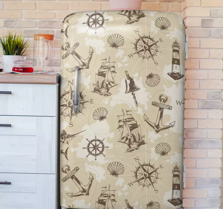 Sea objects  fridge vinyl sticker - TenStickers