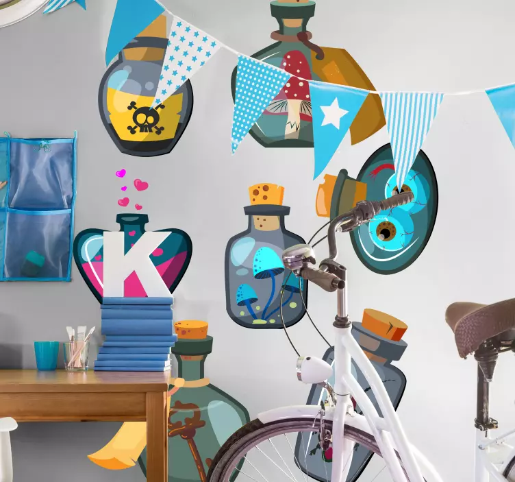 Set of 7 Potion Bottles halloween decal - TenStickers