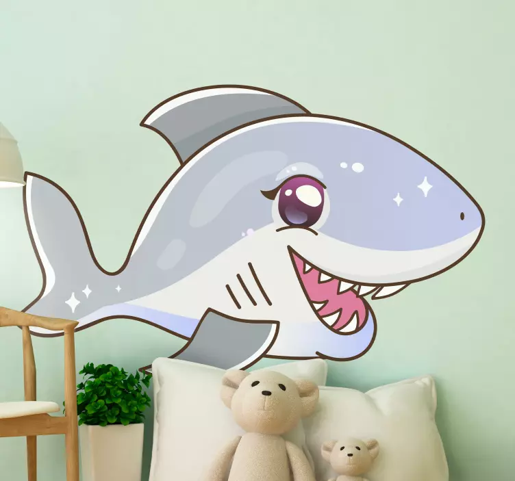Shark laughing fish vinyl decal - TenStickers