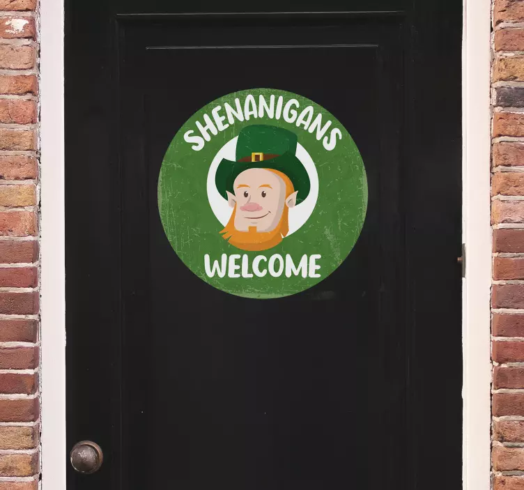 "Shenanigans Welcome" St Patrick's Door Sticker - TenStickers