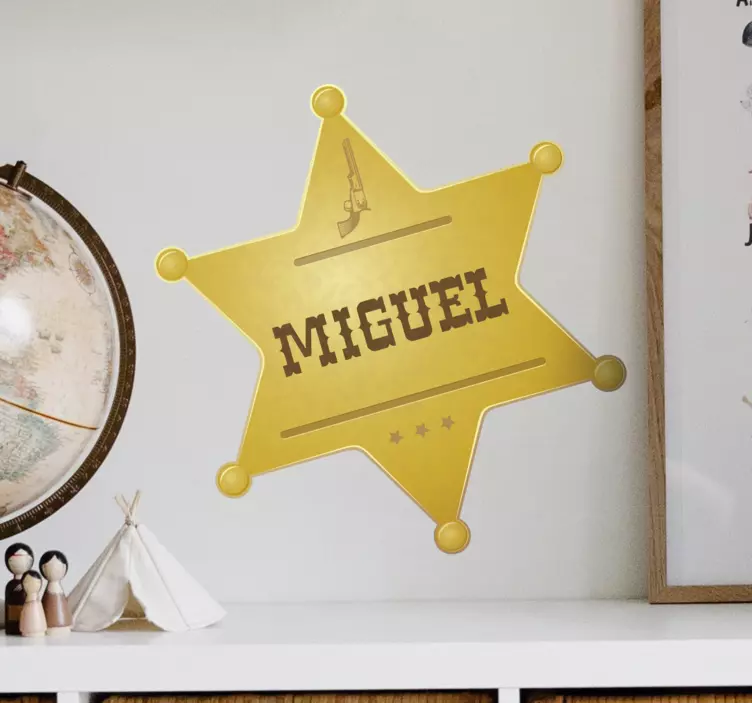 Sheriff badge with name wall sticker - TenStickers
