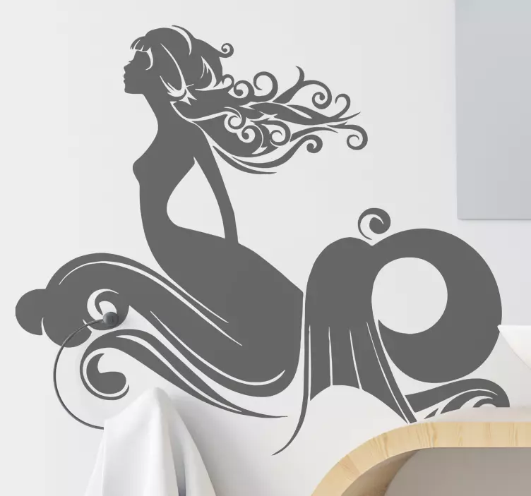 Shower screen sticker graceful mermaid silhouette - TenStickers