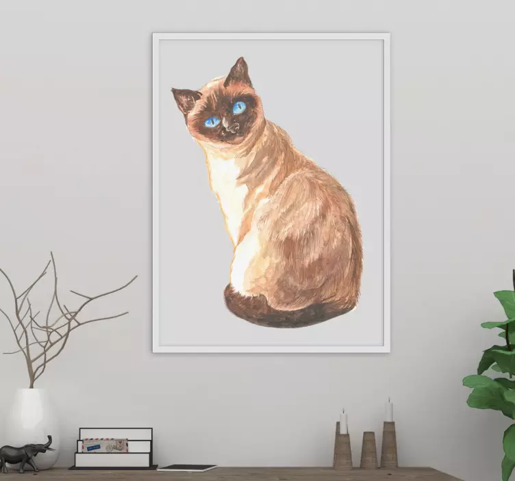Siamese Cat Portrait wall sticker - TenStickers
