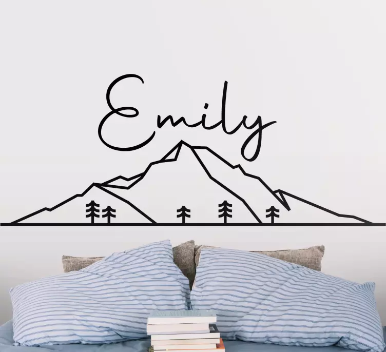 Silhouette mountain with name nature sticker - TenStickers