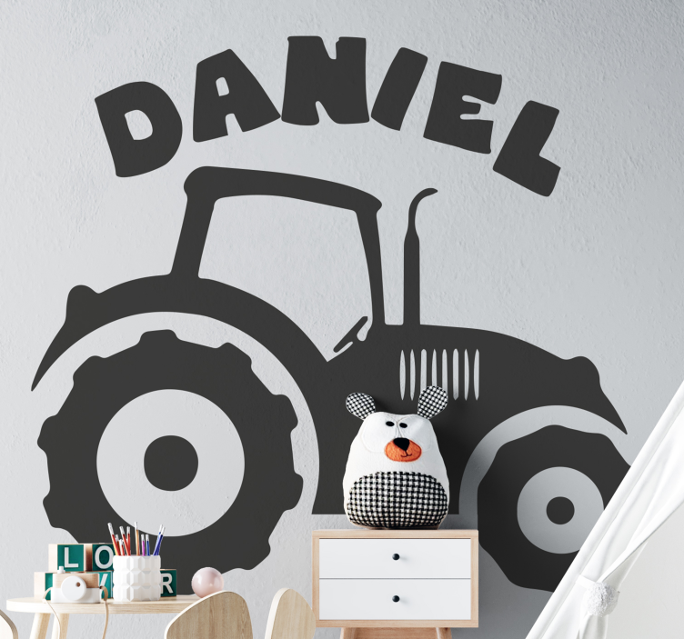 Silhouette tractor own name toy  decal - TenStickers
