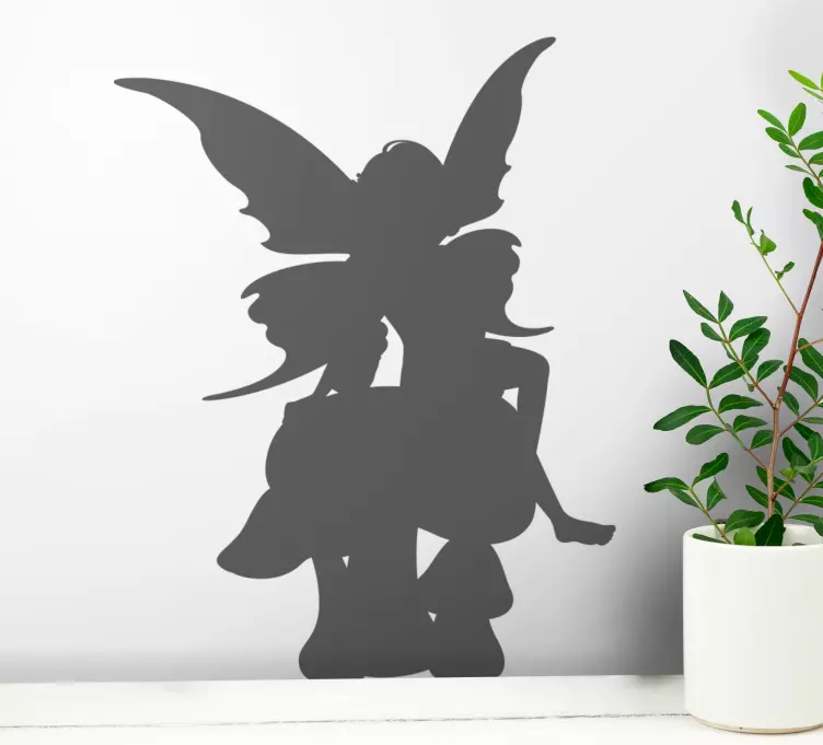 Silhouettes of fairies and mushrooms sticker - TenStickers