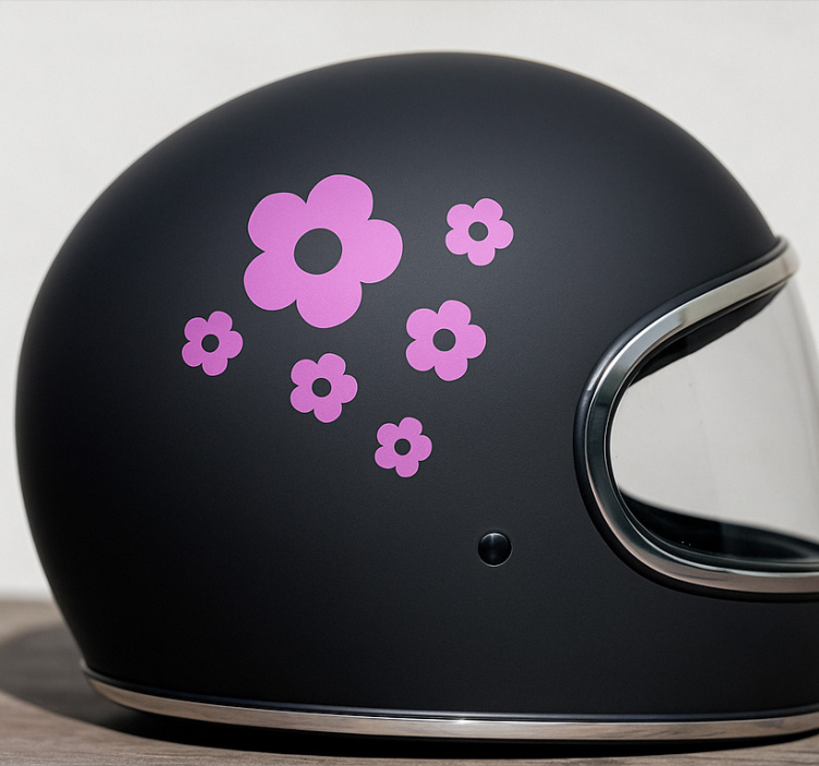 Simple flowers design with name motorcycle decal - TenStickers