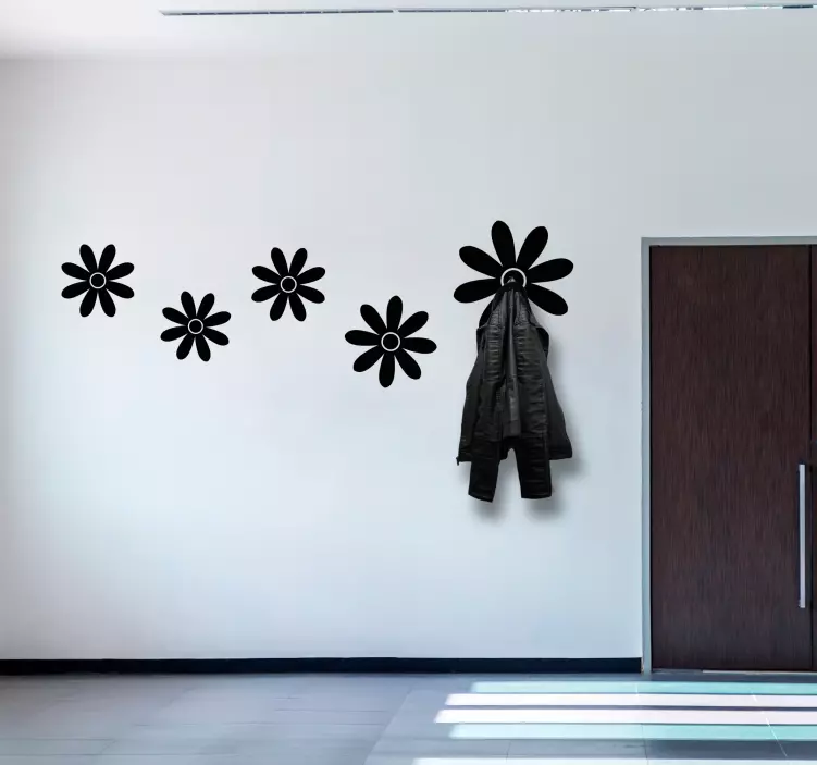 Simple monocolor flowers coat hanger sticker - TenStickers