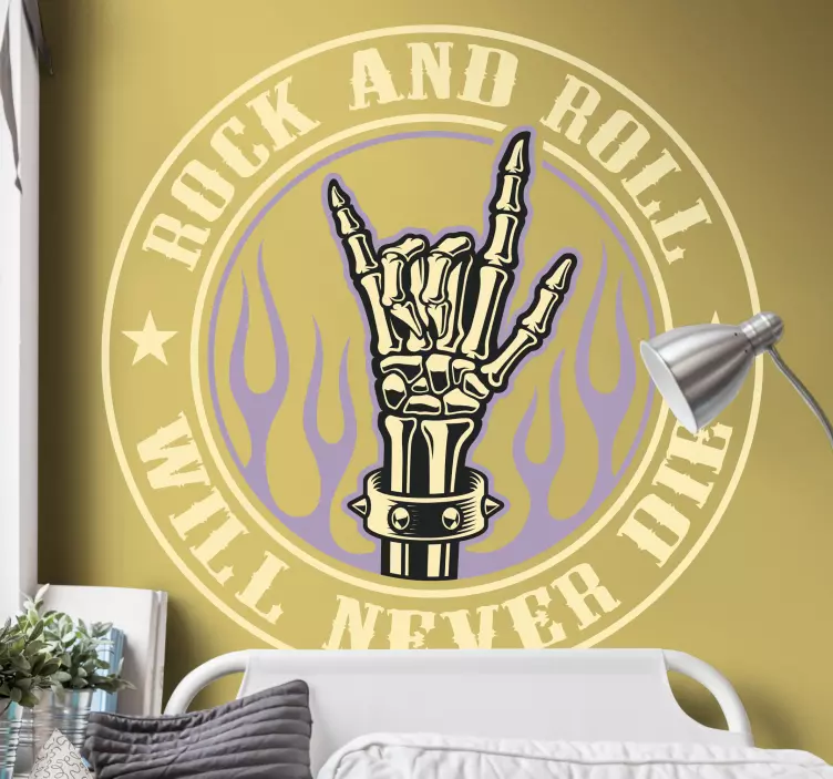 Skeleton hand gesture rock sticker - TenStickers