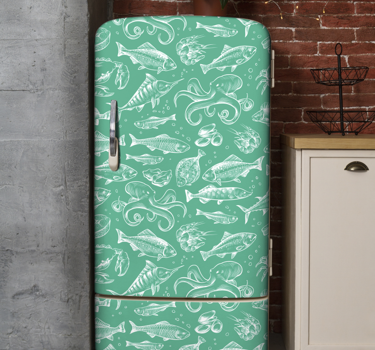 Sketch fish hand draw fridge sticker - TenStickers