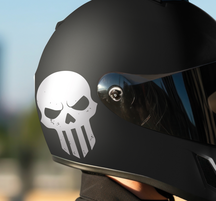 Skull helmet design motorcycle decal - TenStickers