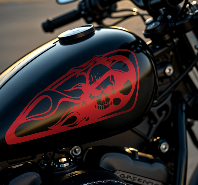Skull in fire motorcycle decal - TenStickers