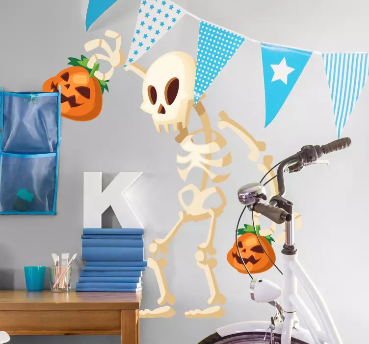 Skull stealing pumpkin halloween sticker - TenStickers