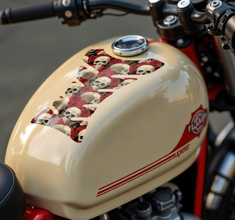 Skulls and roses motorcycle decal - TenStickers