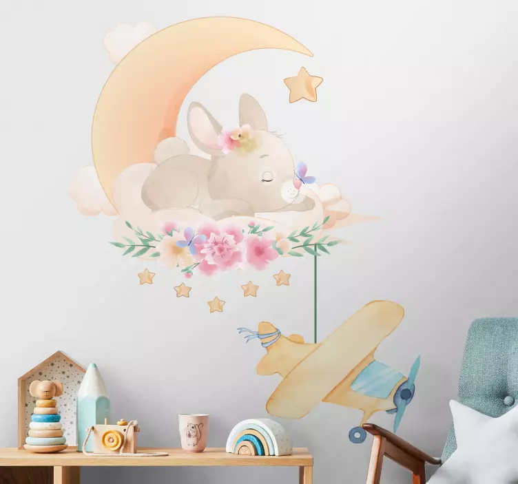 Sleeping Bunny Cloud wall stickers for kids - TenStickers