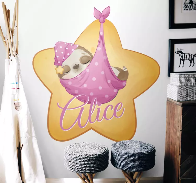 Sleeping Sloth Design wall stickers for kids - TenStickers