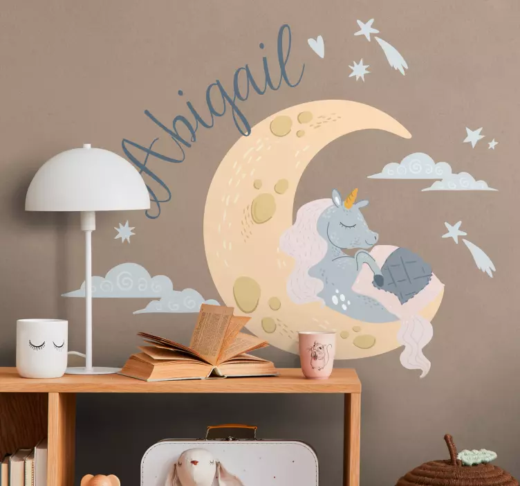 Sleeping Unicorn Moon wall stickers for kids - TenStickers