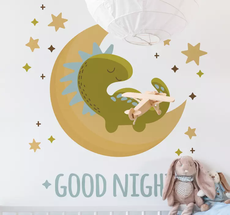 Sleepy Dinosaur Moon wall stickers for kids - TenStickers
