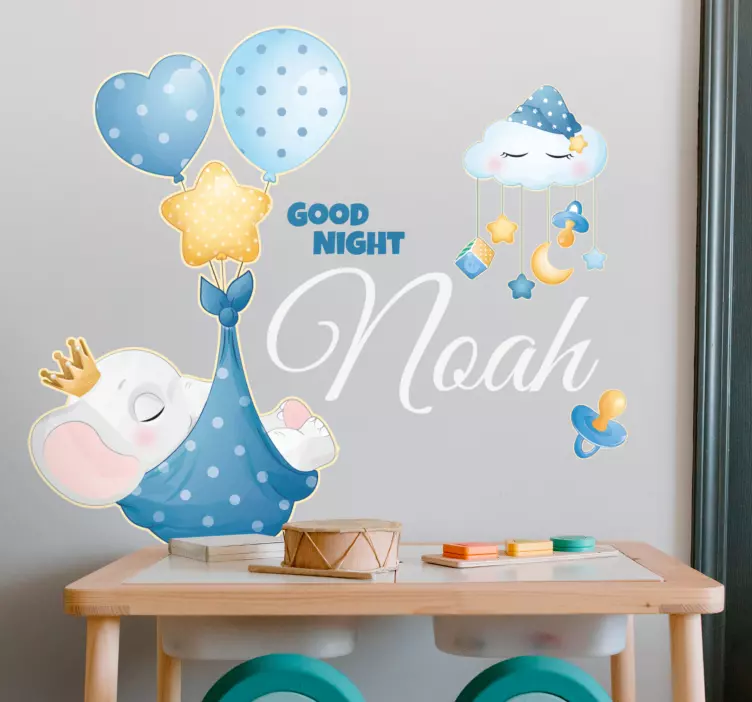 Nursery wall decal sleepy elephant balloons - TenStickers