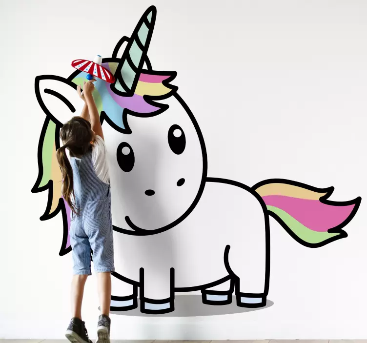 Small cartoon unicorn looking fairy tale decal - TenStickers