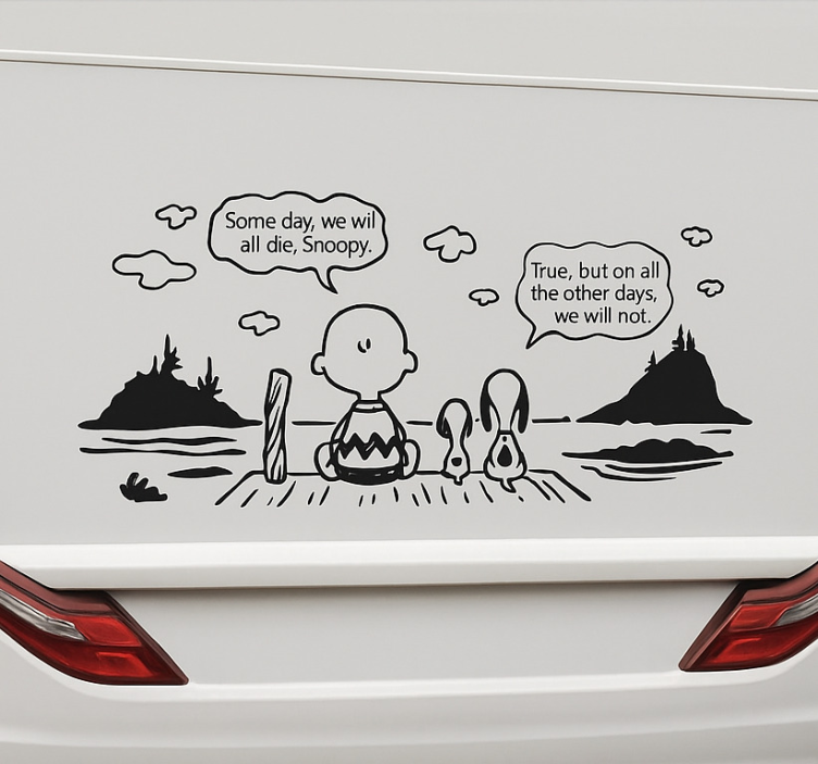 Snoopy and Charlie lake  camper decal - TenStickers
