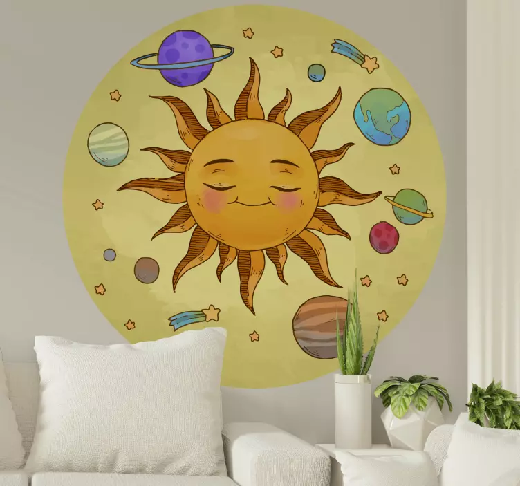 Solar System surrounding sun travel stickers - TenStickers