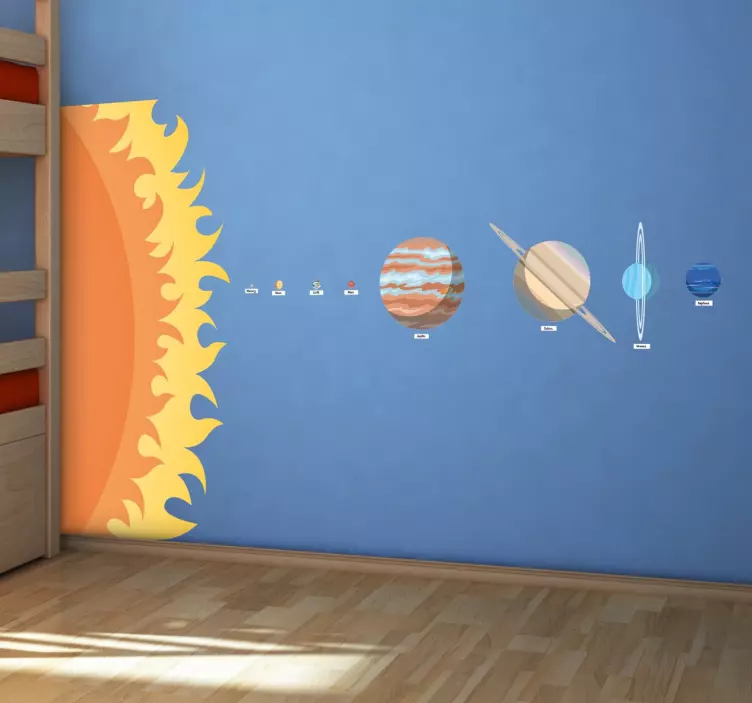 Solar system to scale space wall sticker - TenStickers