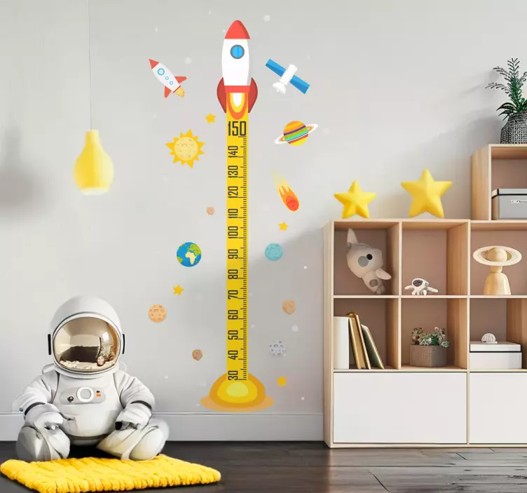 Space racket height chart wall sticker - TenStickers