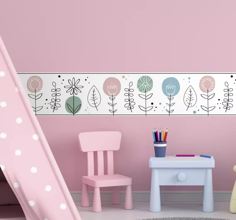 Spring flower for kids wall border sticker - TenStickers