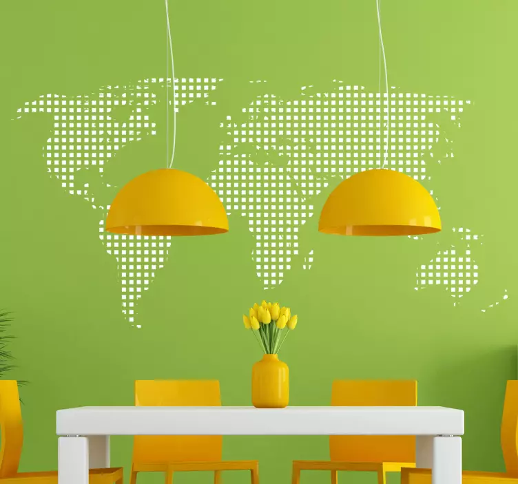 Square Dotted World Map Sticker - TenStickers