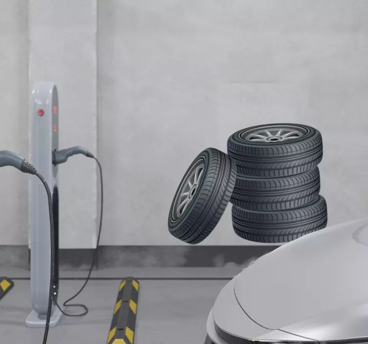 Stacked Tyres Wall Sticker - TenStickers