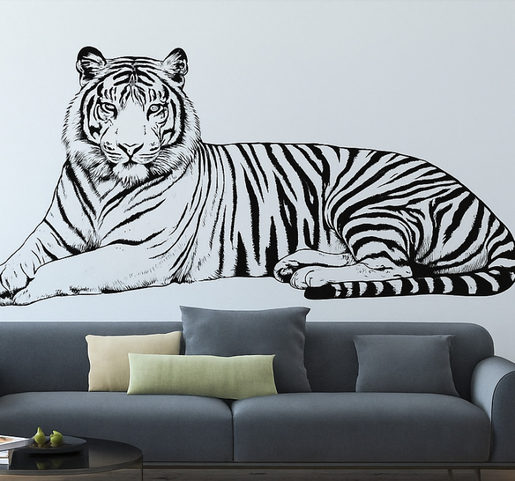Staring tiger wall decal for living room - TenStickers